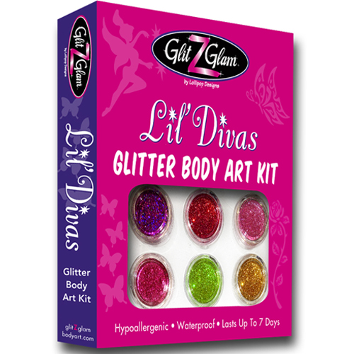 Glitter Tattoo Kit - Lil Divas Temporary Tattoo Body Art Kit