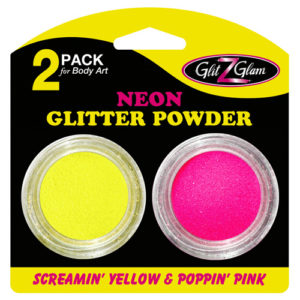 neon glitter pink and yellow LR